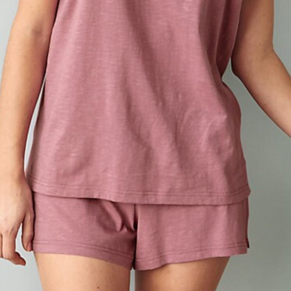 Eileen Fisher Garnet Hill Organic Cotton PJ Shorts Small Pink Sleepwear Pajama